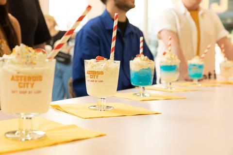 Lush Asteroid City themed 1950s diner